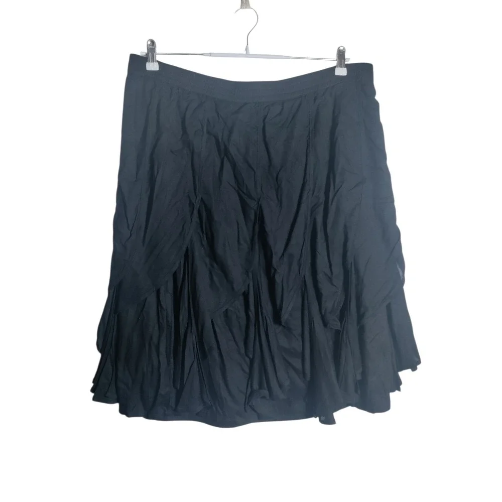 Chelsea & Theodore Black Rayon Ruffle Petal Tiered Skirt XL Elastic Waist